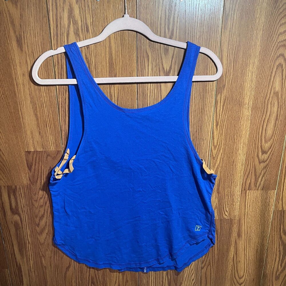 Zobha Women's athletic Tank Top Sleeveless Sheer Size medium M Royal blue scoop